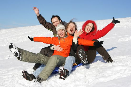 Südharz Urlaub im Winter, Familie im Schnee