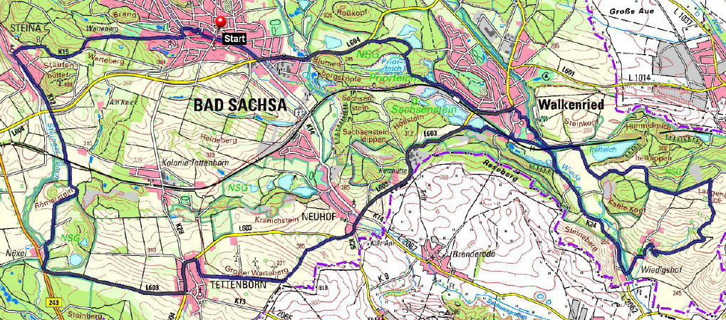 Mountainbike-Rundweg-T3, Streckenverlauf, Walkenried, Bad Sachsa, Südharz